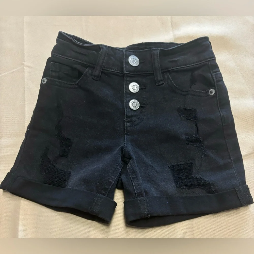 Justice‎ Black Distressed Denim Jean Shorts
